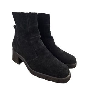 NaturalSport Women 8M Black Suede Waterproof Block Heel Ankle Boots 832A17